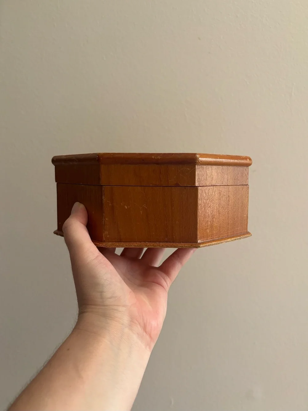 Vintage 1970's Rattan Bamboo Wooden Jewelry Box with Velvet Liner
